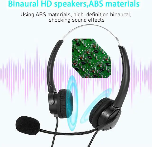 Alt view image 4 of 8 - WIILGN 103U Computer Headset with Microphone Noise Cancelling, USB Wired Binaural Headset, Boom Mic Mute Button Call Center Headphone, Foldable Business Headset for Webinar Phone Sales