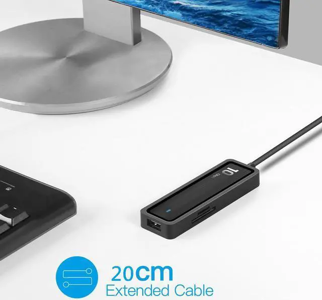 Alt view image 5 of 7 - WIILGN 4-Port USB 3.1 Gen 2 Hub, 10Gbps SuperSpeed USB C Hub 3.1 Type C Multi Splitter Adapter, 6 In 1 Video File SD/TF Card Reader with 20CM Cable for MacBook PC Flash Drive