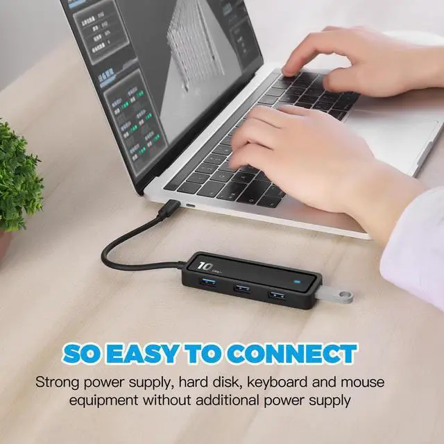 Alt view image 6 of 7 - WIILGN 4-Port USB 3.1 Gen 2 Hub, 10Gbps SuperSpeed USB C Hub 3.1 Type C Multi Splitter Adapter, 6 In 1 Video File SD/TF Card Reader with 20CM Cable for MacBook PC Flash Drive