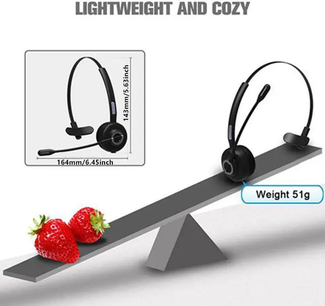 Alt view image 4 of 7 - WIILGN Single Ear Wireless Cell Phone Headset, Trucker Bluetooth Headset, CVC 6.0 Noise Canceling Mic for Customer Service Chat, Office Call Center Wireless Headphone