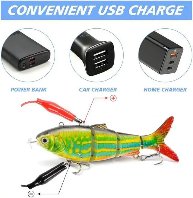 Alt view image 5 of 7 - WIILGN Robotic Self Swimming Animated Lure Swimbait, Saltwater 4 Multi Jointed Segment Electric Fishing Lures Baits for Bass, Auto Wobbler LED Lights USB Charging Realistic Hard Lures
