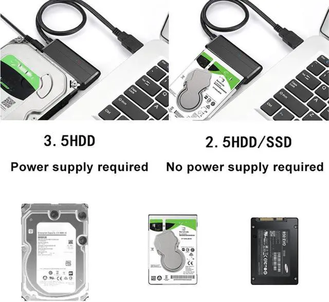 Alt view image 7 of 7 - WIILGN SATA to USB Adapter, USB 3.0 to 2.5" 3.5" SATA III Hard Drive Converter Adapter, SSD HDD External Transfer Cable Support UASP with 12V 2A Power Adapter
