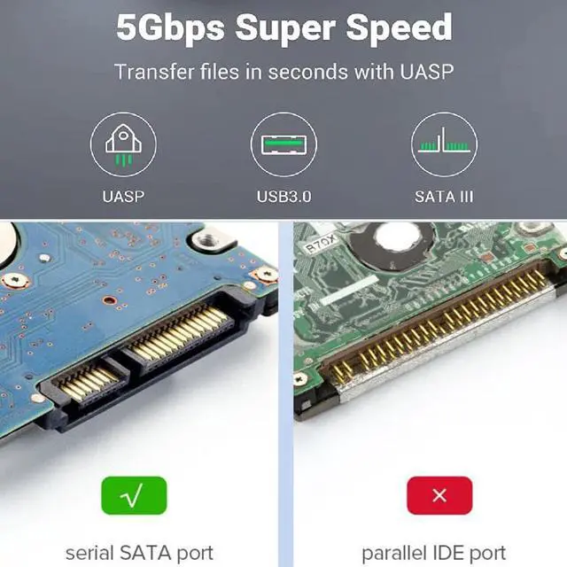 Alt view image 4 of 7 - WIILGN SATA to USB Adapter, USB 3.0 to 2.5" 3.5" SATA III Hard Drive Converter Adapter, SSD HDD External Transfer Cable Support UASP with 12V 2A Power Adapter