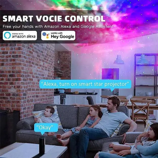 Alt view image 3 of 8 - WIILGN RGB Led Laser Star Projector, Galaxy Light Lamp, Tuya Smart APP Support Amazon Alexa Google Home, Nebula Cloud Rotating Night Light for Christmas Kids Adults