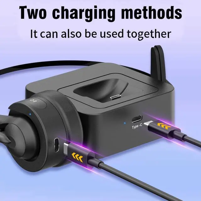 Alt view image 5 of 8 - WIILGN Rechargeable Single Ear Bluetooth 5.2 Headset with Microphone Noise Cancelling Mic Charging Base Mute Function, Music Headphones Wireless for Call Center Truck Drivers Office PC