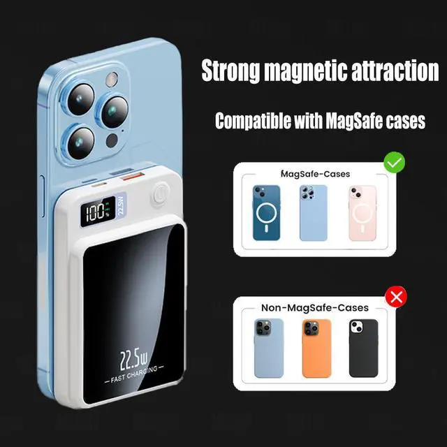 Alt view image 5 of 7 - WIILGN 10000mAh Magsafe Magnetic Power Bank for iPhone 12 13 14 15 16 Series, Qi Wireless Charger 22.5W Fast Charging External Auxiliary Spare Battery