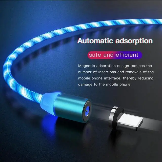 Alt view image 3 of 7 - 3-Pack Light Up Lightning Cable Magnetic LED Glowing 3 Way Phone Data and Charger Cord Type C/Micro USB/8 Pin Fast Charging Cable for iPhone,Huawei,Android 3.3ft