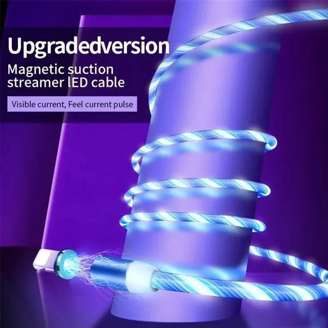 Alt view image 5 of 7 - 3-Pack Light Up Lightning Cable Magnetic LED Glowing 3 Way Phone Data and Charger Cord Type C/Micro USB/8 Pin Fast Charging Cable for iPhone,Huawei,Android 3.3ft