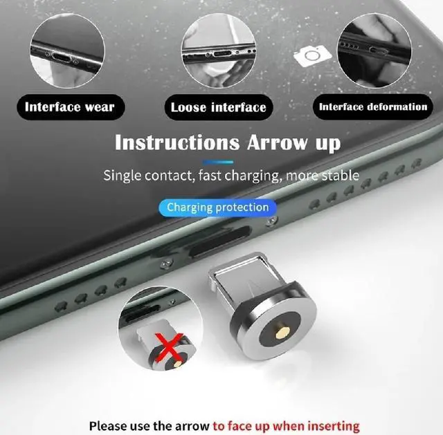 Alt view image 6 of 7 - 3-Pack Light Up Lightning Cable Magnetic LED Glowing 3 Way Phone Data and Charger Cord Type C/Micro USB/8 Pin Fast Charging Cable for iPhone,Huawei,Android 3.3ft