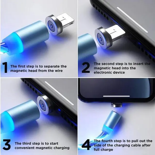 Alt view image 7 of 7 - 3-Pack Light Up Lightning Cable Magnetic LED Glowing 3 Way Phone Data and Charger Cord Type C/Micro USB/8 Pin Fast Charging Cable for iPhone,Huawei,Android 3.3ft