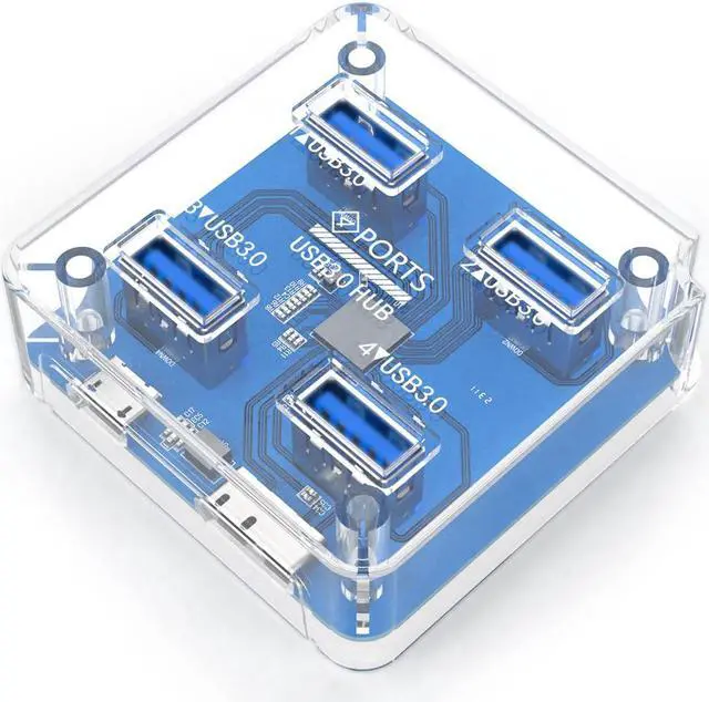 Main image of WIILGN 4 Ports 5Gbps USB3.0 Creative Transparent HUB with Reserced Micro USB3.0 External 5V Power Supply 30cm USB Cable Optimised for PC Desktop Laptop Windows Mac OS