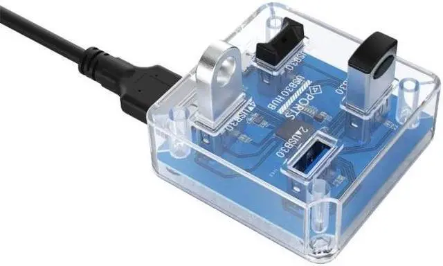 Alt view image 4 of 6 - WIILGN 4 Ports 5Gbps USB3.0 Creative Transparent HUB with Reserced Micro USB3.0 External 5V Power Supply 30cm USB Cable Optimised for PC Desktop Laptop Windows Mac OS
