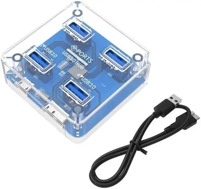 Alt view image 5 of 6 - WIILGN 4 Ports 5Gbps USB3.0 Creative Transparent HUB with Reserced Micro USB3.0 External 5V Power Supply 30cm USB Cable Optimised for PC Desktop Laptop Windows Mac OS