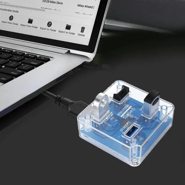 Alt view image 6 of 6 - WIILGN 4 Ports 5Gbps USB3.0 Creative Transparent HUB with Reserced Micro USB3.0 External 5V Power Supply 30cm USB Cable Optimised for PC Desktop Laptop Windows Mac OS