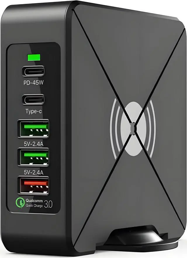 Main image of WIILGN Multi Wall Charger Power Adapter for Cell Phones,5 Port 75W Usb-c PD Wireless Charging Station Hub Brick,QC3.0 Charger Block for MacBook iPad iPhone