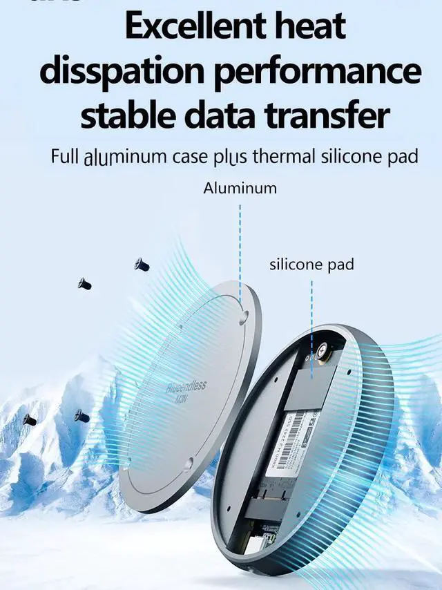 Alt view image 4 of 7 - WIILGN Magnetic M.2 2230 2242 NVMe SSD Enclosure for iPhone 15 16 Pro Max,PD 100W Type C USB 3.1 10Gb/s,Aluminum Alloy SSD Case
