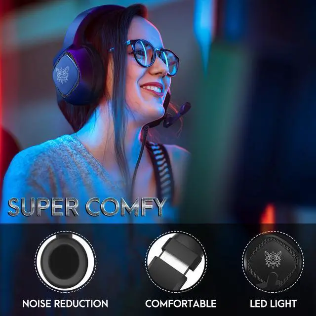 Alt view image 3 of 7 - Gaming Headset for Xbox One PS5, 7.1 Stereo Sound RGB LED Computer Headphone with Microphone Noise Cancelling, 3.5mm/USB Over Ear PC Gamers Wired Headset