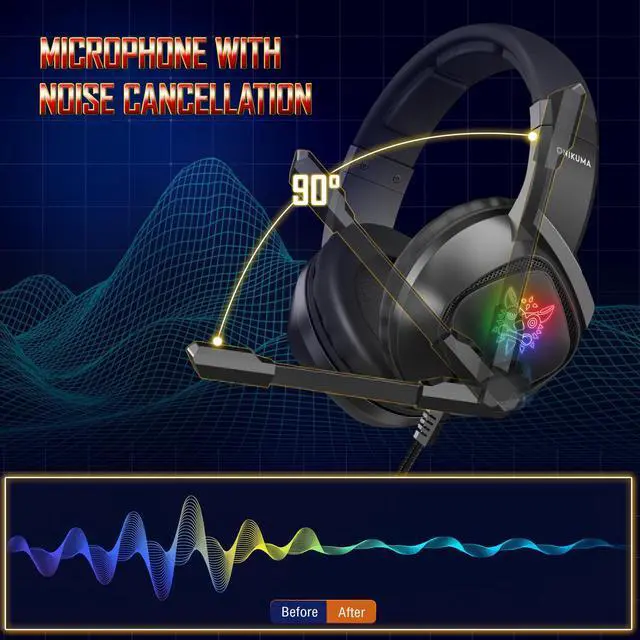 Alt view image 5 of 7 - Gaming Headset for Xbox One PS5, 7.1 Stereo Sound RGB LED Computer Headphone with Microphone Noise Cancelling, 3.5mm/USB Over Ear PC Gamers Wired Headset