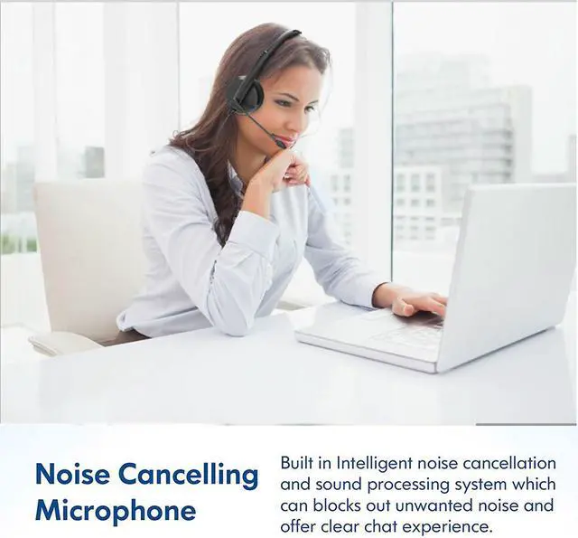 Alt view image 2 of 8 - WIILGN 109U Binaural Corded Computer USB Headset with Microphone Noise Cancelling, 3.5mm Cell Phone Headset, Wired Clear Call Headphones Inline Volume Control for Call Center Skype Webinar