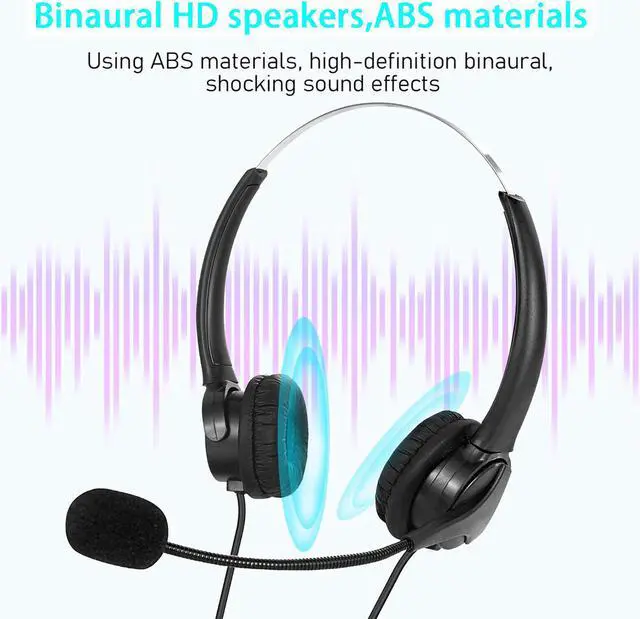 Alt view image 5 of 8 - WIILGN 103U USB Headsets with Microphone Noise Cancelling for Laptop, Corded PC Binaural Headset Wired, Lightweight Business Call Center Headset, Boom Mic Mute Button Headphone for Phone Sales