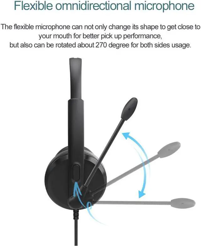 Alt view image 3 of 8 - WIILGN 109U Binaural Corded Computer USB Headset with Microphone Noise Cancelling, 3.5mm Cell Phone Headset, Wired Clear Call Headphones Inline Volume Control for Call Center Skype Webinar