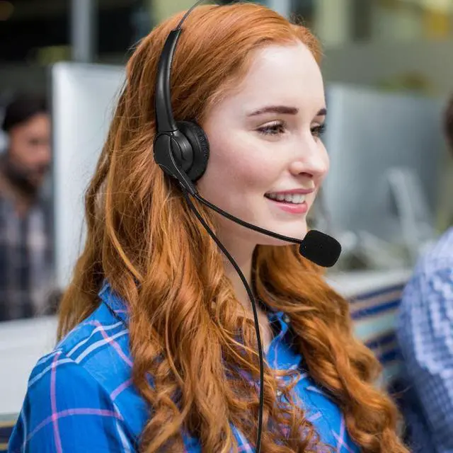 Alt view image 2 of 8 - WIILGN 101U Single Ear Call Center Headset with Mic, Wired USB Computer Headsets Microphone Noise Cancelling, Lightweight PC Headphones, Audio Control Foldable Business Mute Headset for Webinar