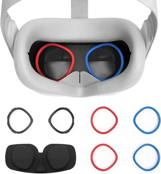 Main image of AMVR VR Silicone Face Cover & Lens Anti-Scratch Ring Protecting Myopia Glasses from Scratching VR Lens for Oculus Quest 2, Sweatproof Waterproof Anti-Dirty Replacement 3-In-1 Accessories (Gray)