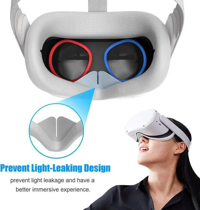Alt view image 2 of 7 - AMVR VR Silicone Face Cover & Lens Anti-Scratch Ring Protecting Myopia Glasses from Scratching VR Lens for Oculus Quest 2, Sweatproof Waterproof Anti-Dirty Replacement 3-In-1 Accessories (Gray)
