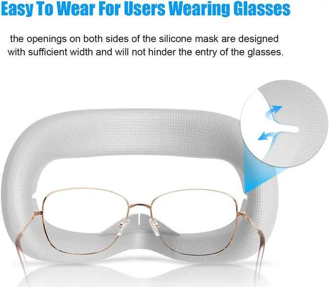 Alt view image 4 of 7 - AMVR VR Silicone Face Cover & Lens Anti-Scratch Ring Protecting Myopia Glasses from Scratching VR Lens for Oculus Quest 2, Sweatproof Waterproof Anti-Dirty Replacement 3-In-1 Accessories (Gray)