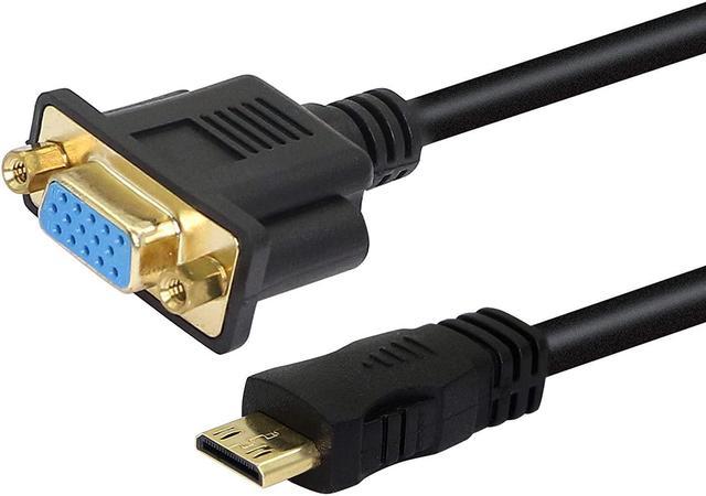Cable convertidor de adaptador mini HDMI a VGA de 30 cm compatible con el dispositivo de visualización con su propio chip PNGKNYOCN