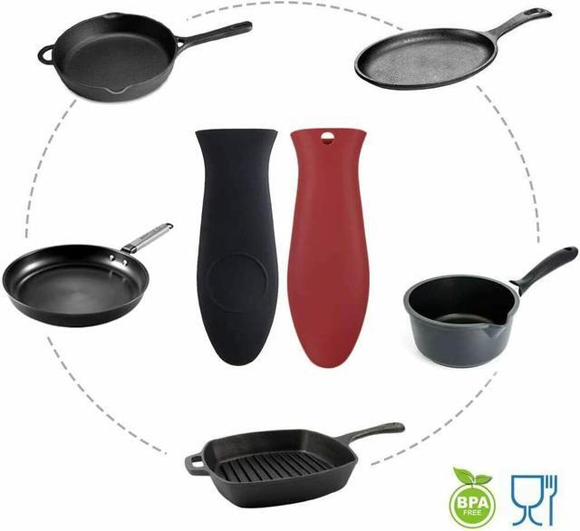 Alt view image 2 of 6 - Potholder Cast Iron Skillet Handle - 2 Pack Cover Silicone Hot Handle Holder Pot Sleeve