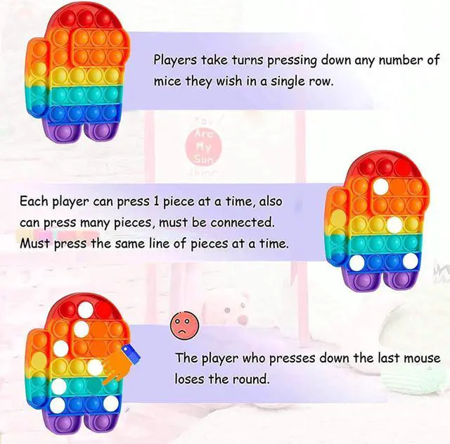 Alt view image 5 of 6 - Among US Rainbow Pop-it Fidget Sensory Toy, Among US Popper Fidget Toys, Push & Pop Bubble Special Needs Stress Reliever Silicone - Popular Relaxing Game (Among US)