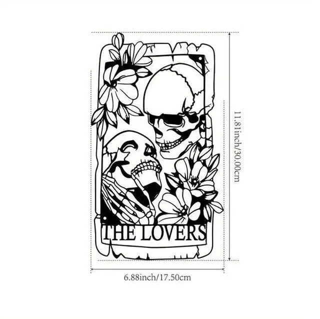 Alt view image 4 of 5 - FstNiceTed 1pc Exquisite Bohemian Metal Gothic Style Skull Couple Wall Art Mural, suitable for indoor, outdoor, home, courtyard decor