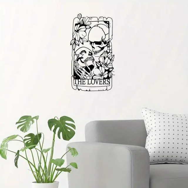 Alt view image 5 of 5 - FstNiceTed 1pc Exquisite Bohemian Metal Gothic Style Skull Couple Wall Art Mural, suitable for indoor, outdoor, home, courtyard decor