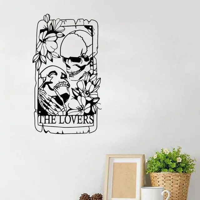 Alt view image 3 of 5 - FstNiceTed 1pc Exquisite Bohemian Metal Gothic Style Skull Couple Wall Art Mural, suitable for indoor, outdoor, home, courtyard decor