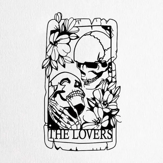 Alt view image 2 of 5 - FstNiceTed 1pc Exquisite Bohemian Metal Gothic Style Skull Couple Wall Art Mural, suitable for indoor, outdoor, home, courtyard decor