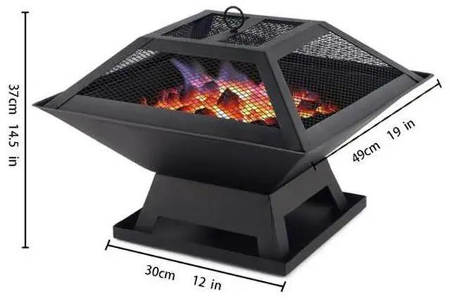 Alt view image 6 of 6 - FstNiceTed Square Small Fire Pit BBQ Party Portable Fire Pit