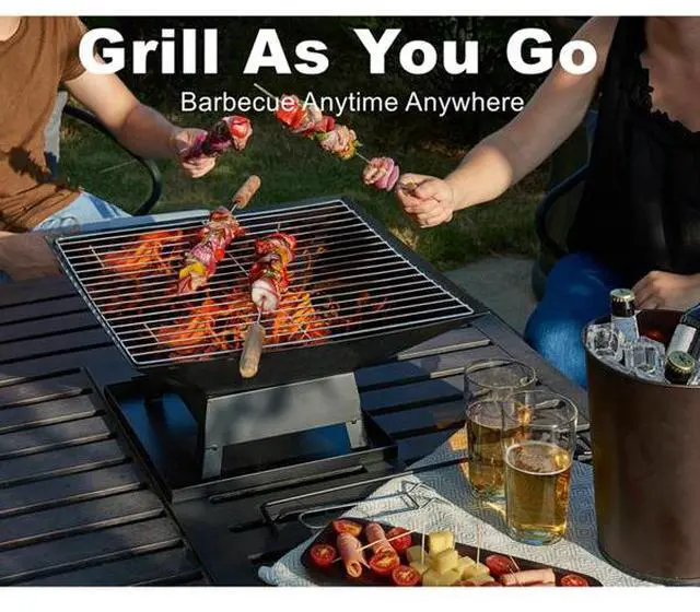 Alt view image 4 of 6 - FstNiceTed Square Small Fire Pit BBQ Party Portable Fire Pit