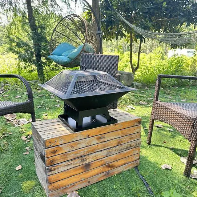 Alt view image 5 of 6 - FstNiceTed Square Small Fire Pit BBQ Party Portable Fire Pit