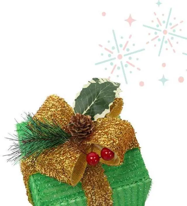 Alt view image 2 of 5 - FstNiceTed holiday decorations Box ABS Plastic Frame LED60 Light Warm White Light Three-Piece Set Onion Cloth Christmas Gift Box