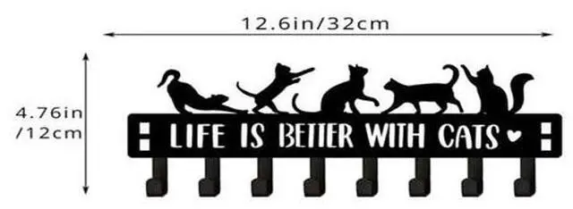 Alt view image 2 of 3 - FstNiceTed Over-The-Door Cat Organizer: 8 Multi-Purpose Hooks for Wall or Door, Playful Yet Functional Home Storage, Key Hooks for Entryway, Bedroom & Bathroom, Stylish Wall Art