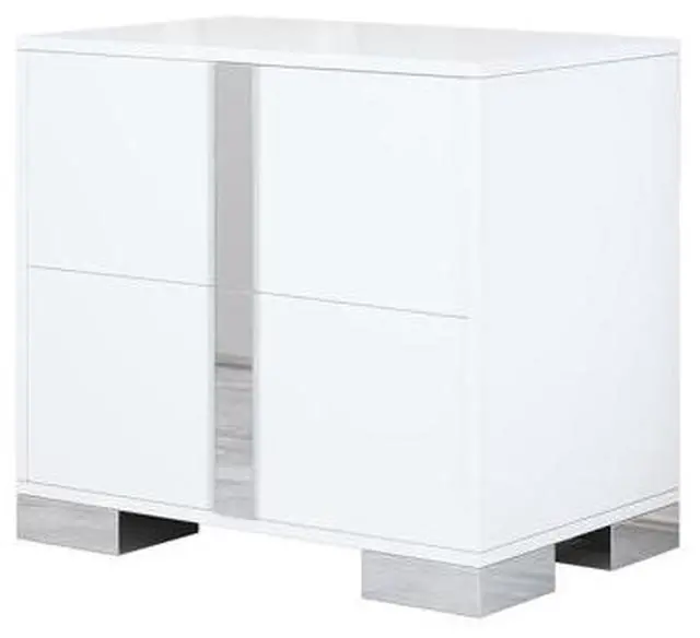 Alt view image 4 of 5 - FstNiceTed Elegant Nightstand with Metal Handle, Mirrored Bedside Table with 2 Drawers for Bedroom, Living Room, White