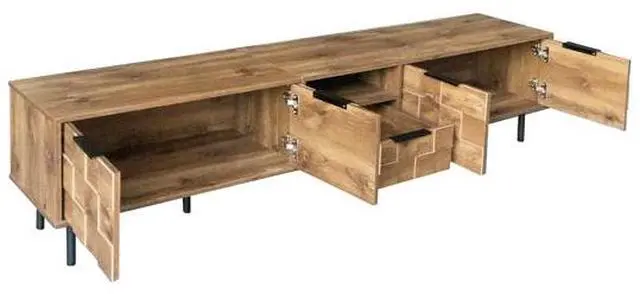 Alt view image 5 of 5 - FstNiceTed 78" TV Stand for 85 75 65 Inch TV, TV Consoles for Living Room, Entertainment Center Wood TV Media with Storage