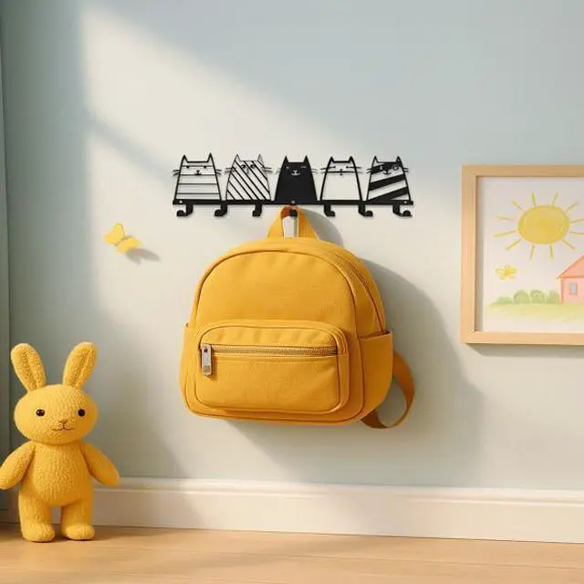 Alt view image 5 of 6 - FstNiceTed Feline Utility Hooks - Whimsical Cat Silhouette Wall Organizer, Space-Saving Pet-Lover's Decor for Entryway Kitchen Bedroom, Durable Key Hooks for Keys Leashes Accessories Wall Sculptures