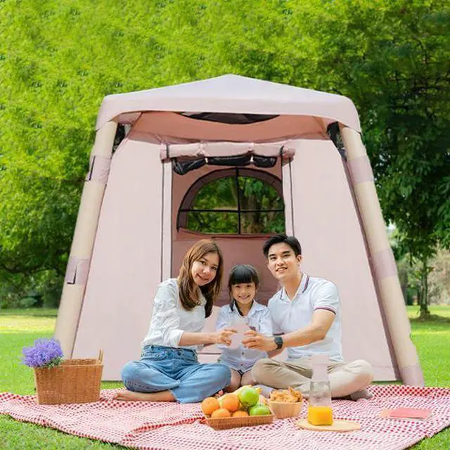 Alt view image 2 of 5 - FstNiceTed 4-post Camping Tent 3-4 people Luxury camping outdoor air blown tent, adult waterproof inflatable house tent