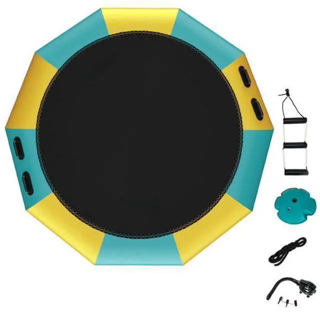 Alt view image 3 of 6 - FstNiceTed 10 Feet Floating Water Trampoline - 330 lbs Capacity, Durable PVC/Oxford Cloth, with 500W Inflator & Accessories