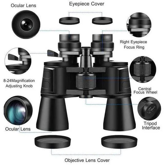 Alt view image 2 of 7 - FstNiceTed 8-24x Binoculars with 50mm Objective Lens, Multi-Layer Coated Aspherical Lenses, High-Grade BAK-4 Prisms, Compact & Portable for Bird Watching, Outdoor