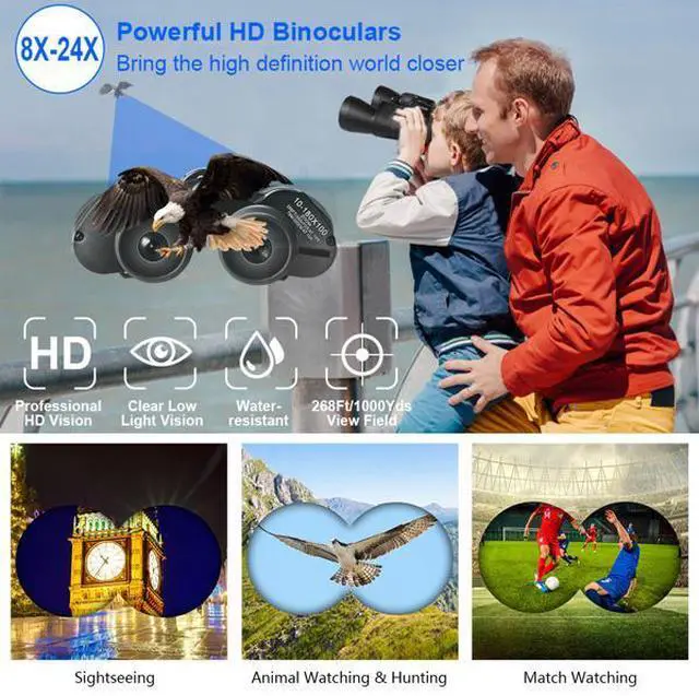 Alt view image 7 of 7 - FstNiceTed 8-24x Binoculars with 50mm Objective Lens, Multi-Layer Coated Aspherical Lenses, High-Grade BAK-4 Prisms, Compact & Portable for Bird Watching, Outdoor