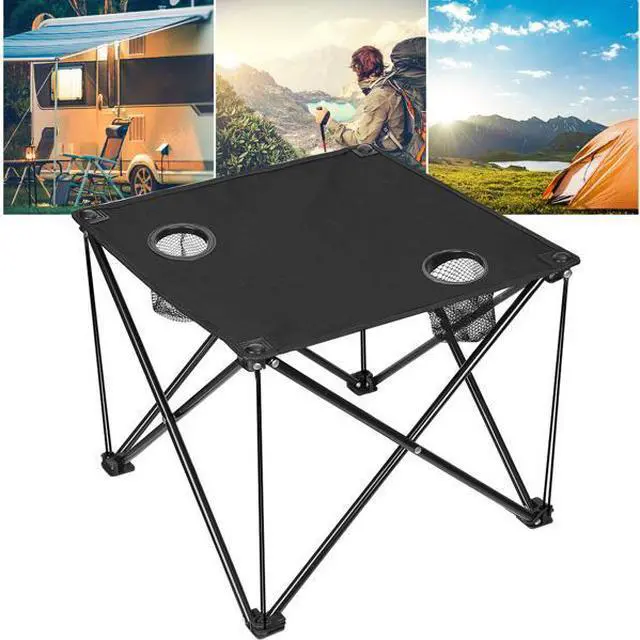 Main image of FstNiceTed Compact Foldable Outdoor Side Table  No-Tool Setup, Water-Resistant 600D Fabric, Steel X Holds 44 lbs, Includes Carry Bag & Drink Holders, Perfect for Camping, BBQ, Fishing, Backyard