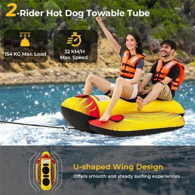 Main image of FstNiceTed Yellow Inflatable Towable Tube Banana Boat for Boating